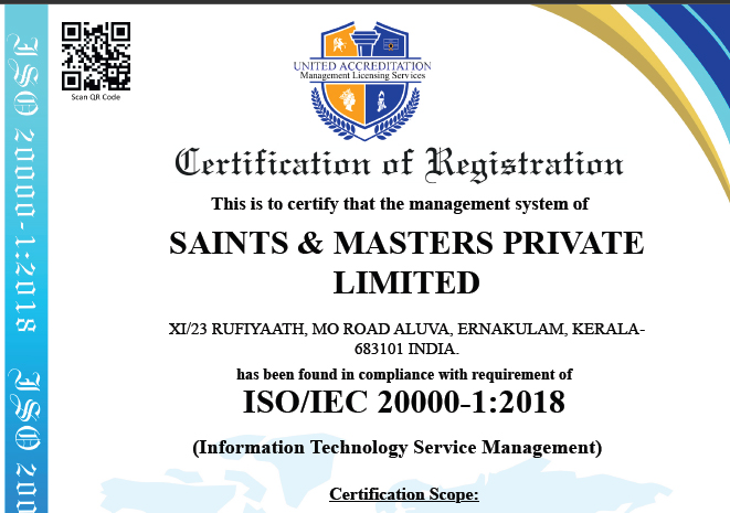 ISO/IEC 20000-1:2018 Certificate