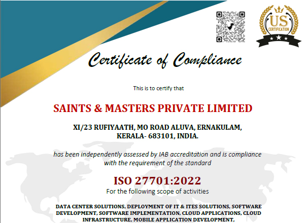 ISO 27701:2022 Certificate